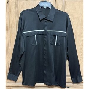 Alan Stuart Button Down Long Sleeve Shirt Men's Size Large Black Striped White